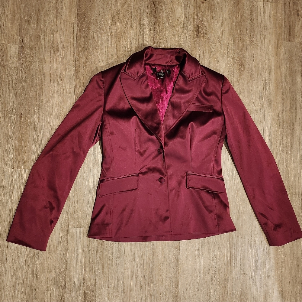 Burgundy Satin Blazer